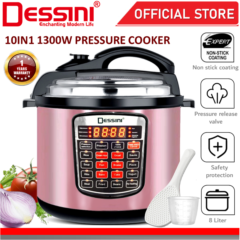 DESSINI ITALY 10 IN 1 8L Electric Digital Pressure Cooker Nonstick