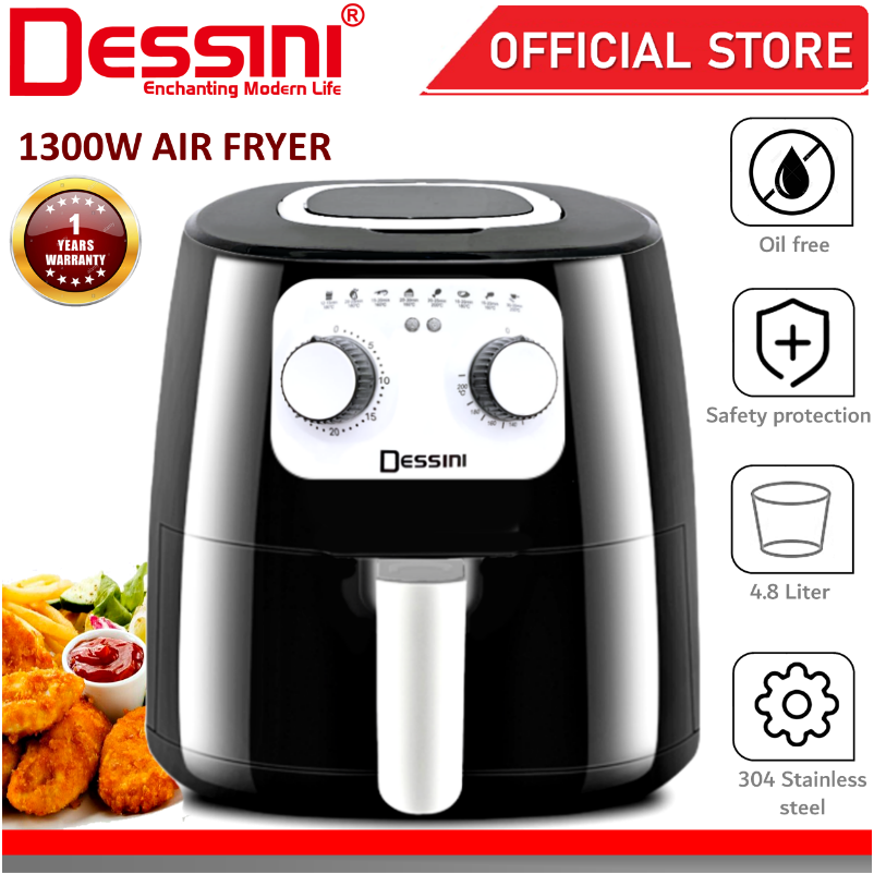 DESSINI ITALY Electric Air Fryer Timer Oven Cooker NonStick Fry Roast