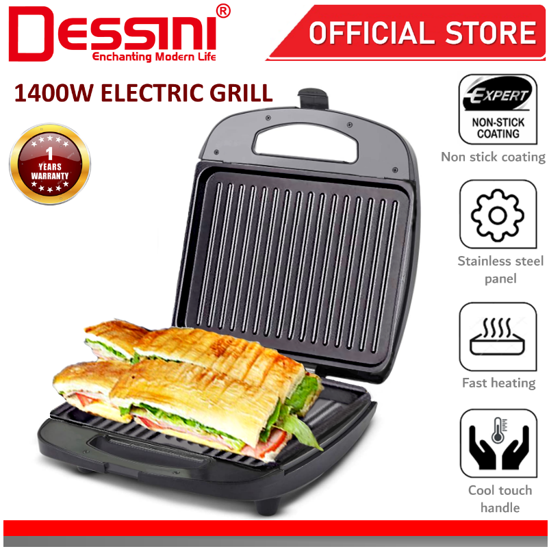 DESSINI ITALY Double Sided Electric Pizza Panini Waffle Sandwich Maker