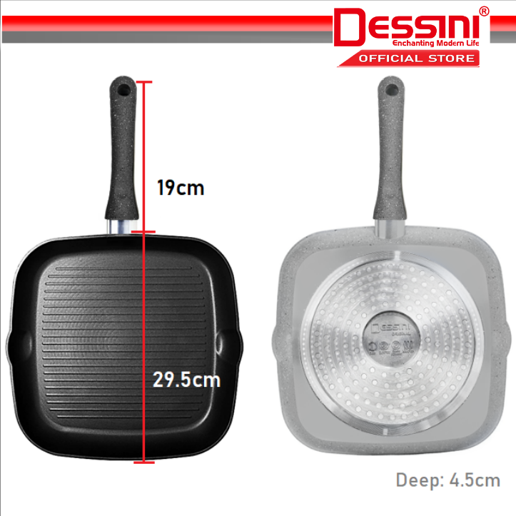 DESSINI ITALY 28CM Grill Frying Pan Die Cast Aluminium Induction Non