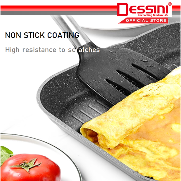 DESSINI ITALY 28CM Grill Frying Pan Die Cast Aluminium Induction Non