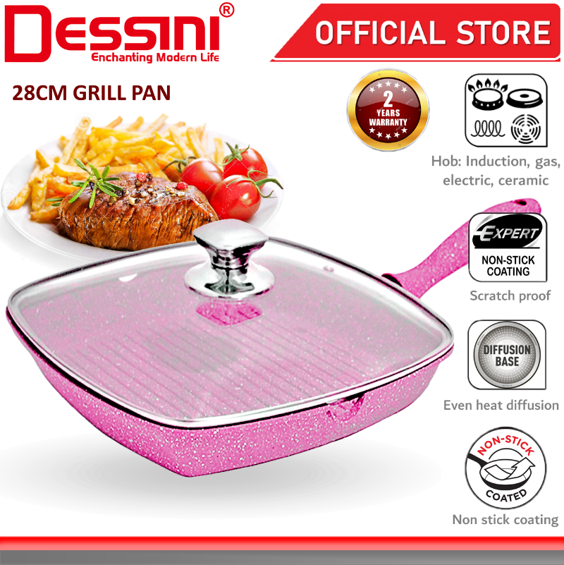 DESSINI ITALY 28CM Grill Frying Pan Die Cast Aluminium Induction Non