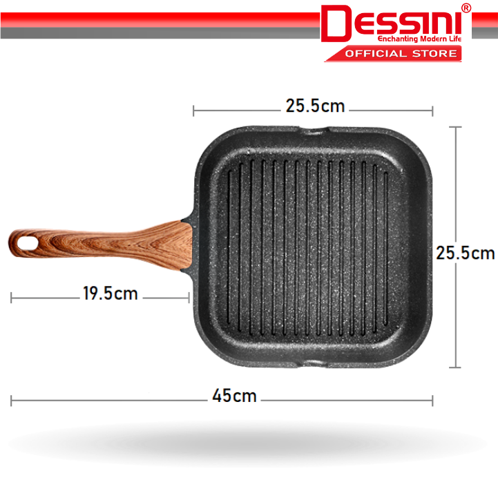 DESSINI ITALY 24CM Natural Stone Grill Steak Frying Pan Induction Non