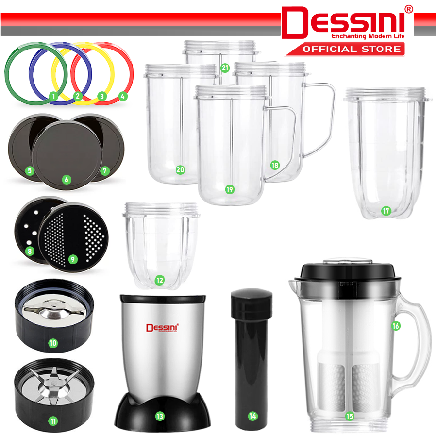 DESSINI ITALY 21 Pcs Bullet Blender Chopper Mixer Grinder Juicer Extractor Smoothie Ice Crusher