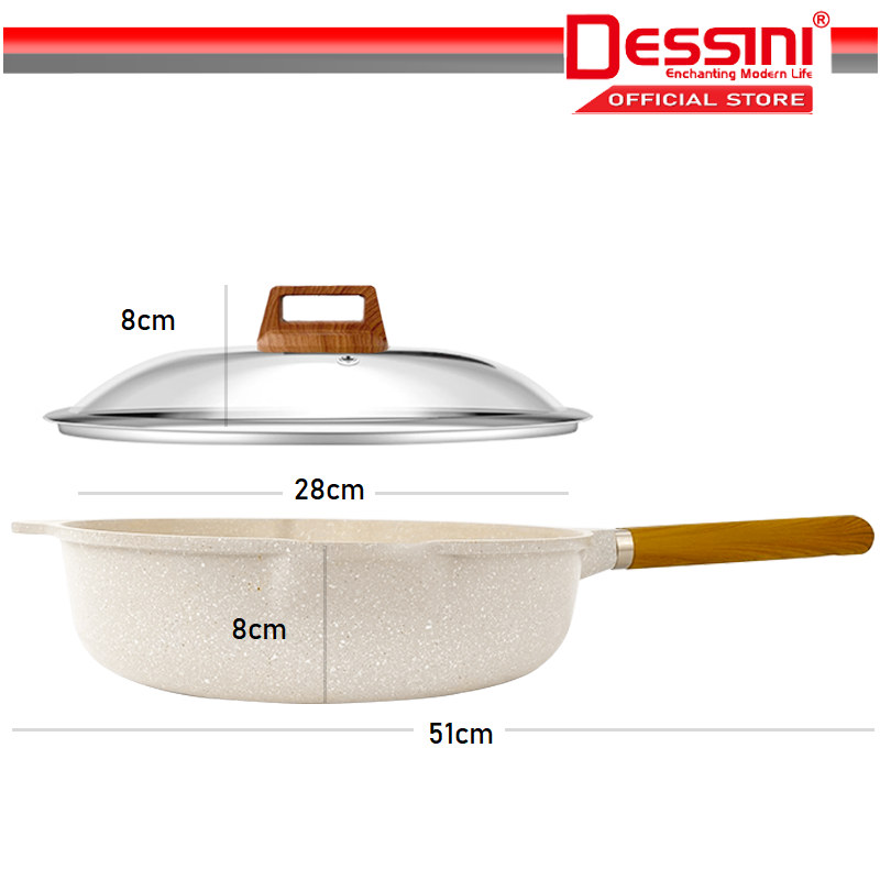 DESSINI ITALY 28CM Euro Grill Steak Frying Pan Maifan Stone Induction