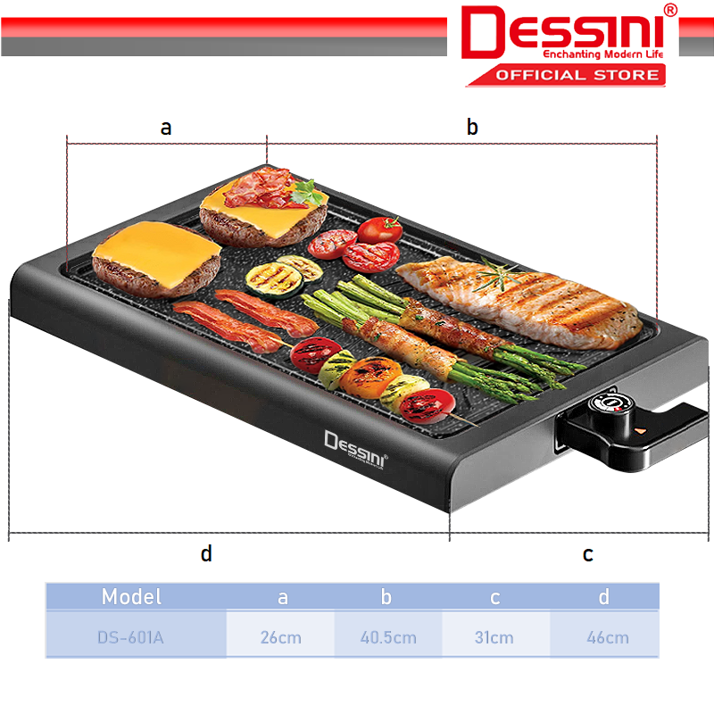 DESSINI ITALY Electric BBQ Grill Steak Frying Pan Teppanyaki Barbecue
