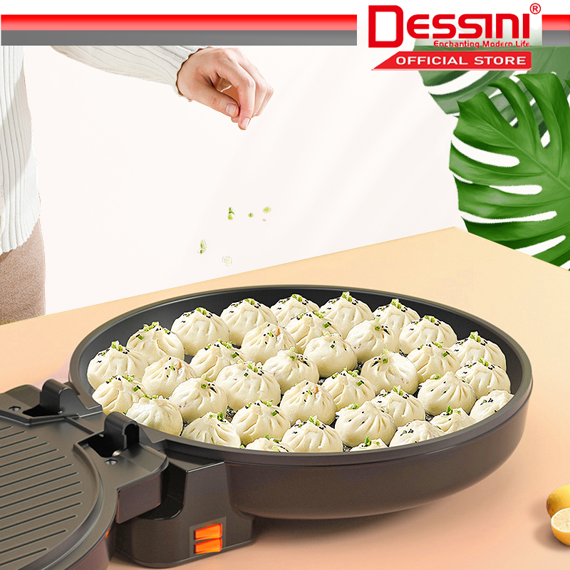 DESSINI ITALY 180° Open 40CM Double Sided NonStick Electric Baking Pan Pizza Crepe Pancake