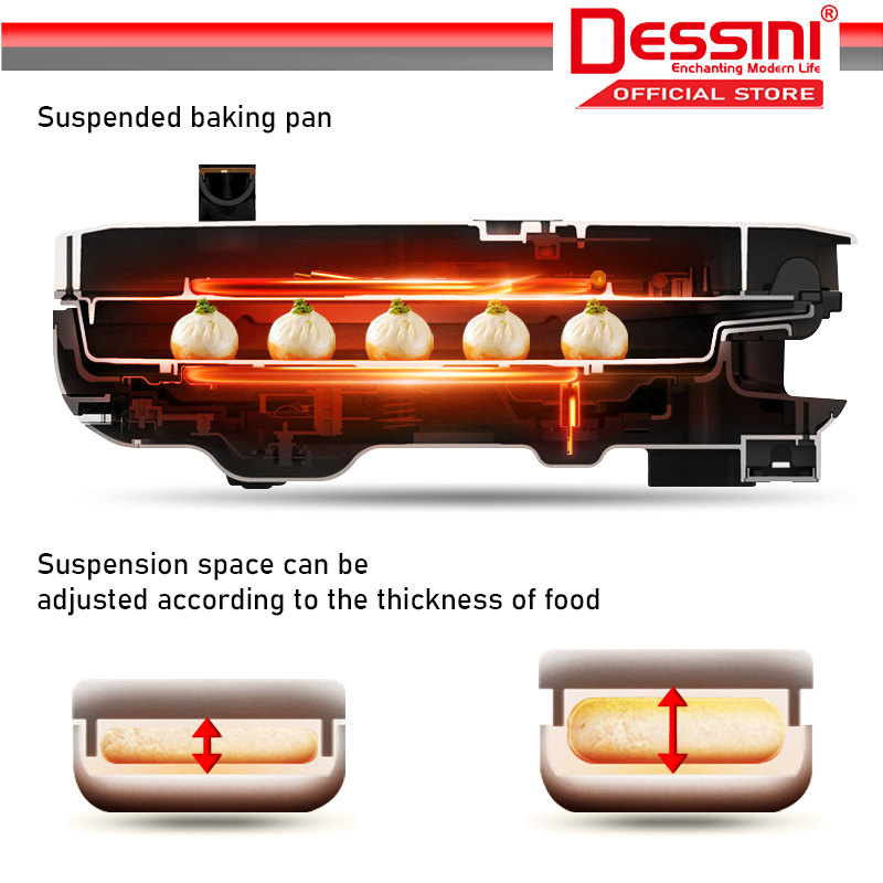 DESSINI ITALY 180° Open 40CM Double Sided NonStick Electric Baking Pan