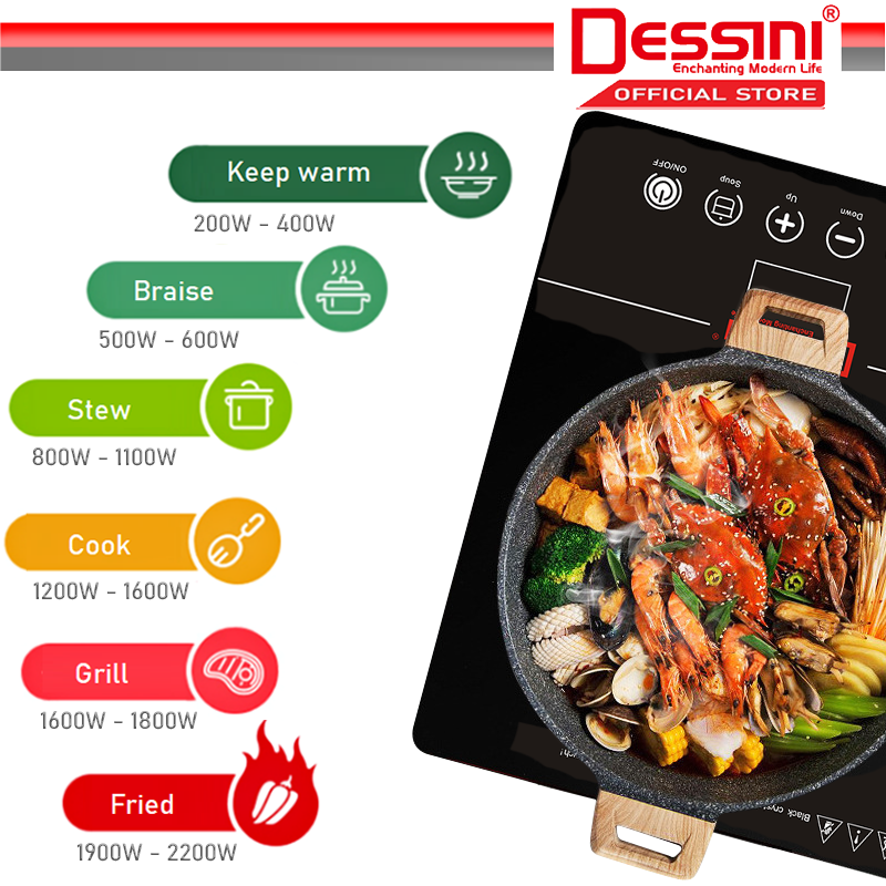 DESSINI ITALY Infrared Ceramic Cooker Hob Touch Control Panel 1 Burner