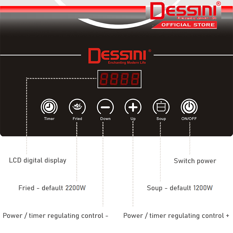 DESSINI ITALY Infrared Ceramic Cooker Hob Touch Control Panel 1 Burner