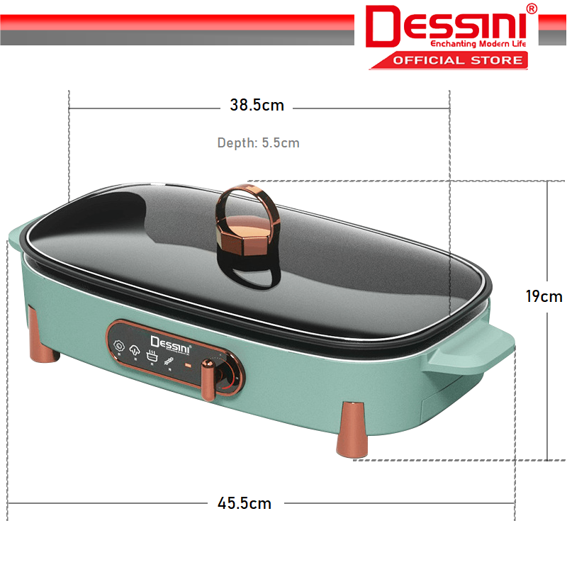 DESSINI ITALY Electric Cooker Steamboat Hot Pot Casserole Non Stick Frying Wok Pan Rice Cooker