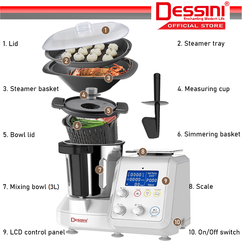 DESSINI ITALY Automatic Smart Cooking Robot Machine Rice Cooker Steamer