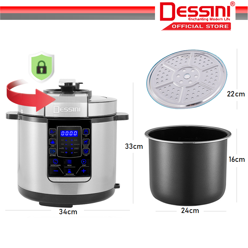 DESSINI ITALY 14 IN 1 Electric Digital Pressure Cooker Nonstick
