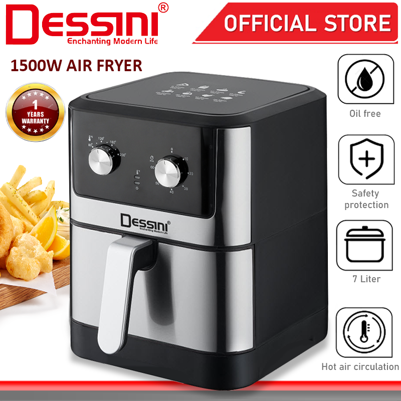 DESSINI ITALY 7L Electric Air Fryer Convection Oven Toaster Timer Oil