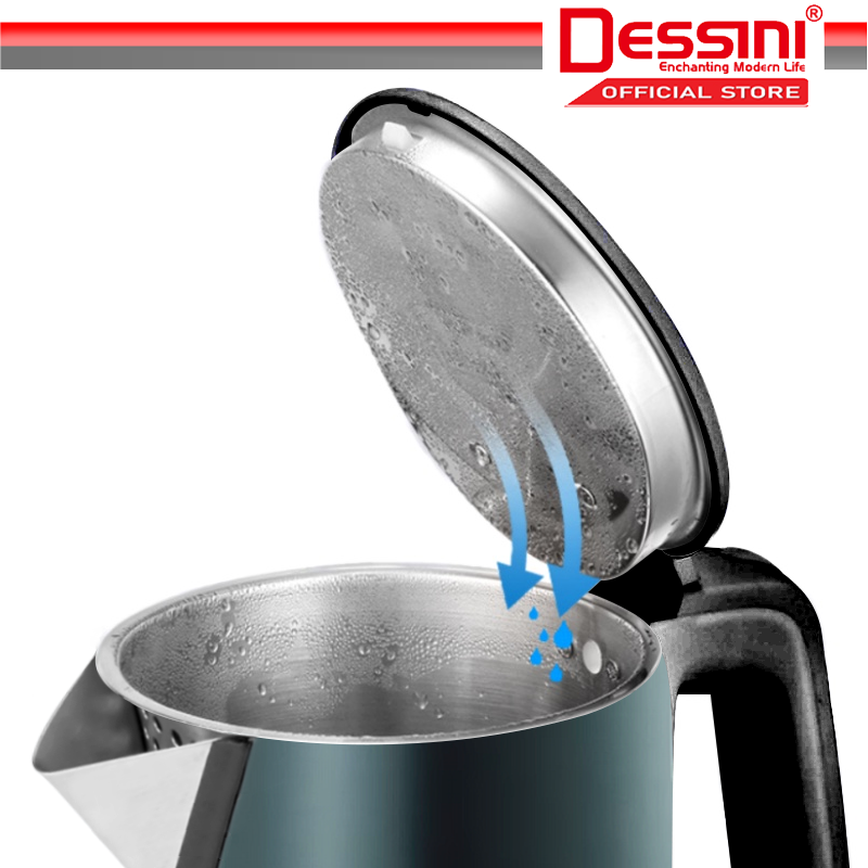 DESSINI ITALY 2.5L Stainless Steel Electric Kettle Automatic Cut Off