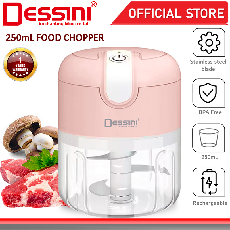 DESSINI ITALY 250mL USB Rechargeable Capsule Cutter Spin Chopper Blender  Grinder Mixer Mincer Juicer Pengisar Pengadun DSSC-L1