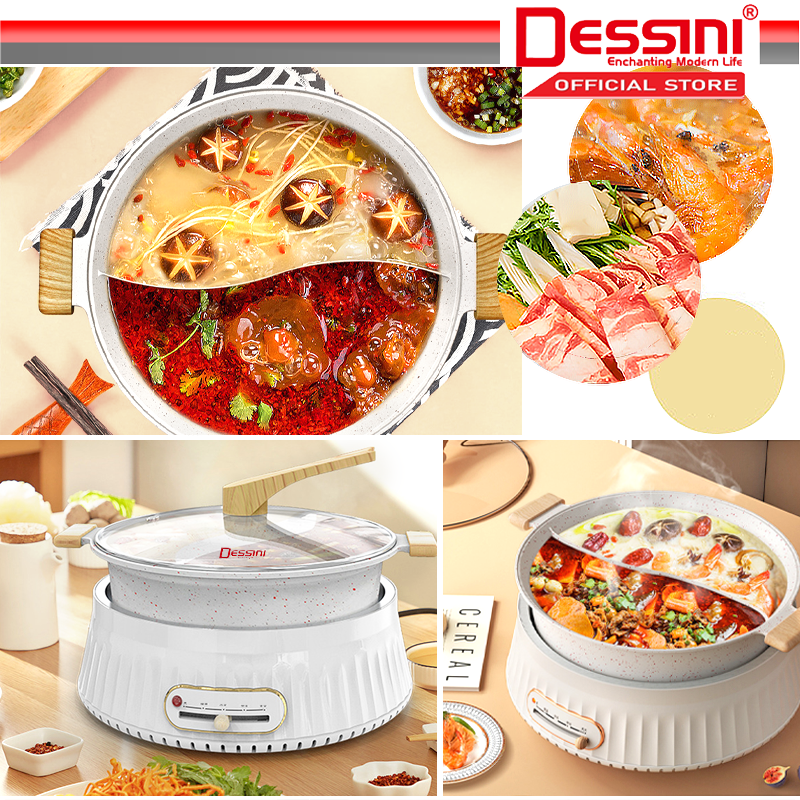 DESSINI ITALY Electric Cooker Hot Pot Steamboat Casserole Non Stick