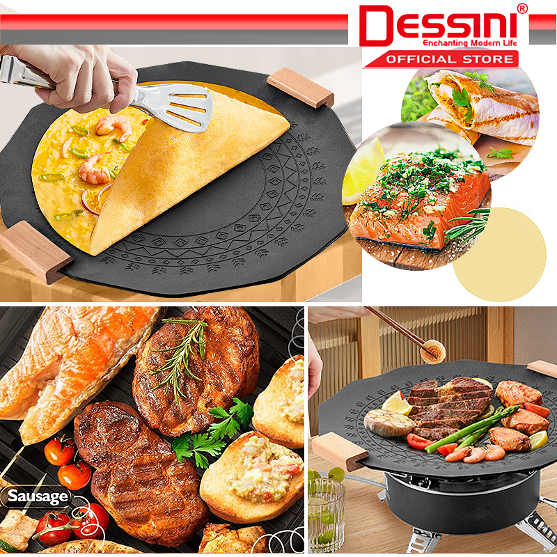 DESSINI ITALY 34CM Grill Steak Frying Pan Non Stick Picnic Griddle
