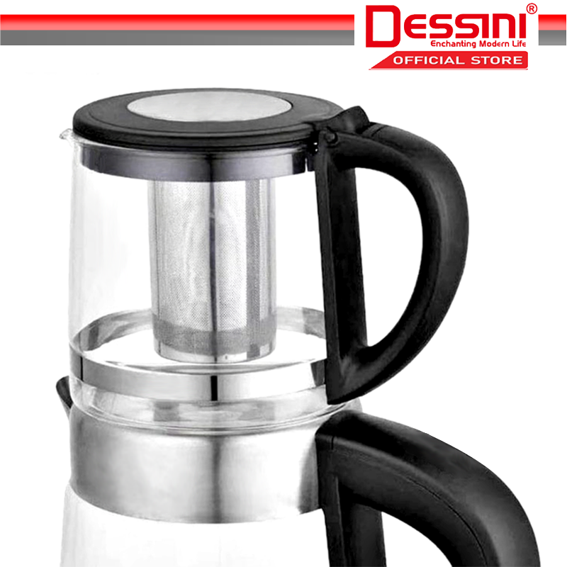 DESSINI ITALY 2.5L + 1.0L Glass LED Light Electric Kettle Temperature
