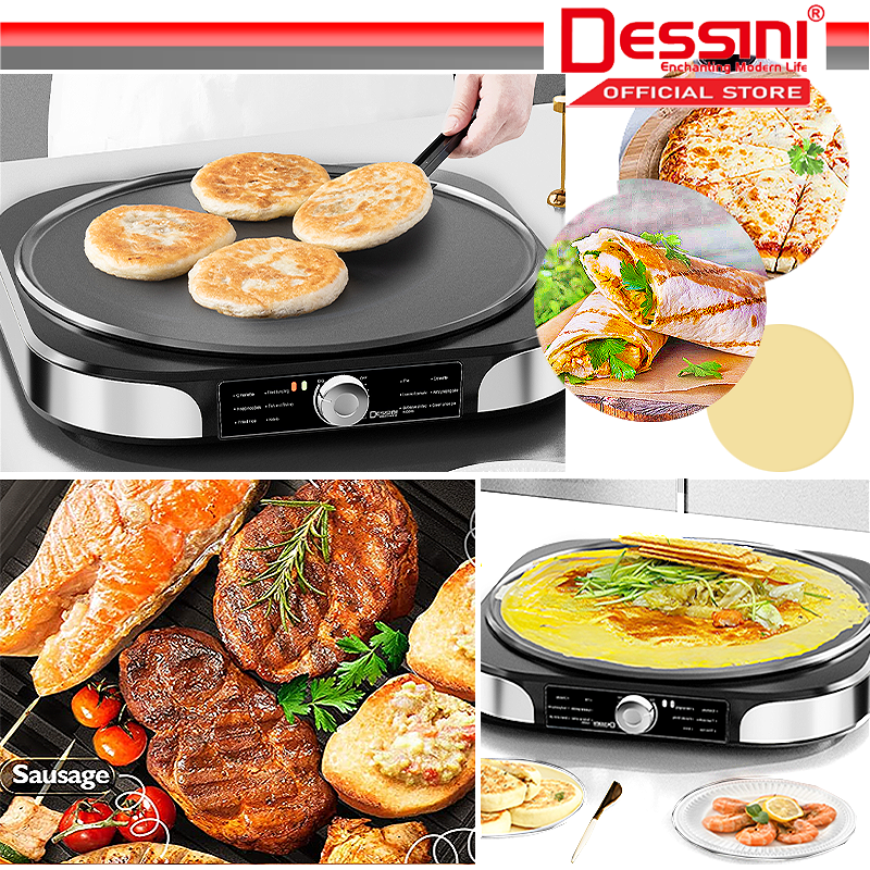DESSINI ITALY 40CM Electric BBQ Grill Steak Crepe Pancake Pizza Maker