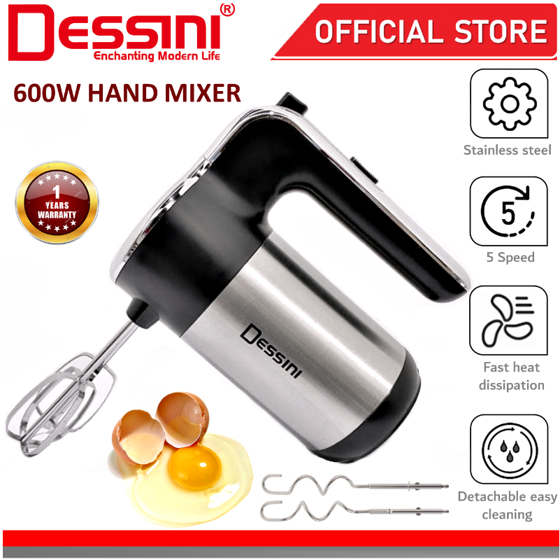DESSINI ITALY 5 Speed Electric Hand Mixer Egg Beater Blender Grinder