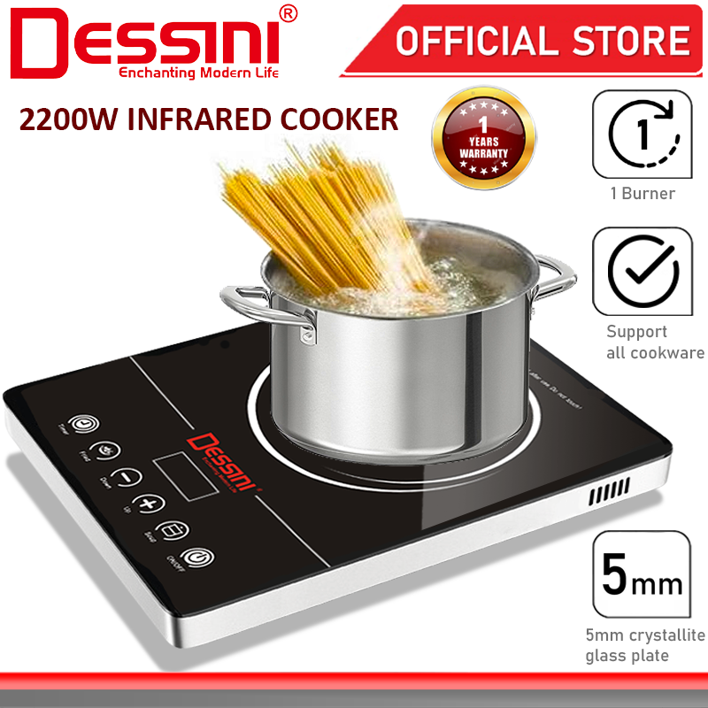 DESSINI ITALY Infrared Ceramic Cooker Hob Touch Control Panel 2 Burner