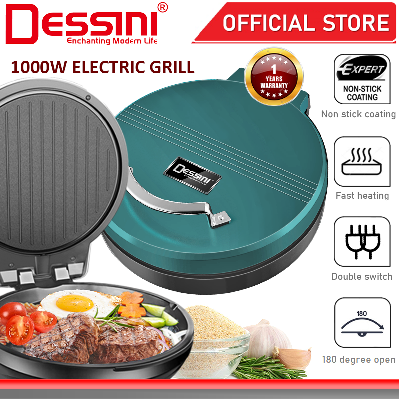 DESSINI ITALY 180° Open 26CM Double Sided NonStick Electric Baking Pan