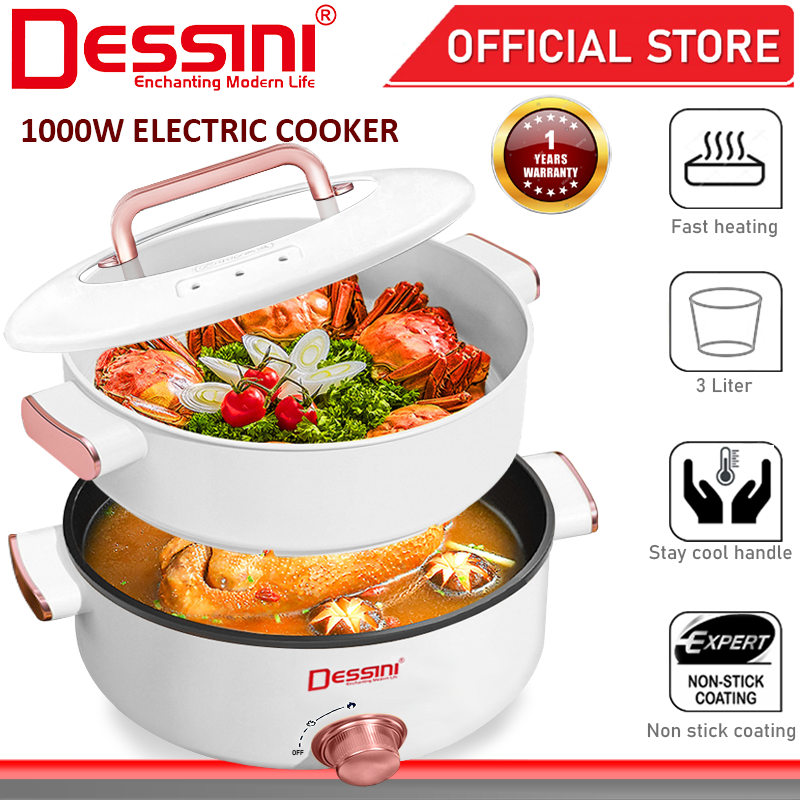 DESSINI ITALY Electric Cooker Steamboat Hot Pot Non Stick Frying Wok